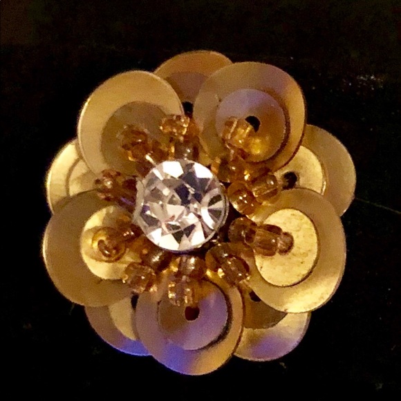 GOLD SEQUIN RHINESTONE VELVET ANKLE STRAPS - Picture 5 of 6